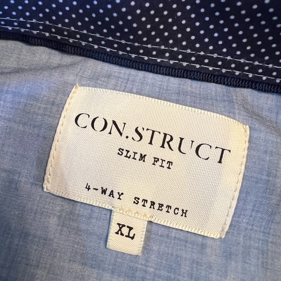 XL NEW  Con.Struct Men Slim Fit 4 Way Stretch Blue Button Down Slim Fit Long Sle - Picture 4 of 10